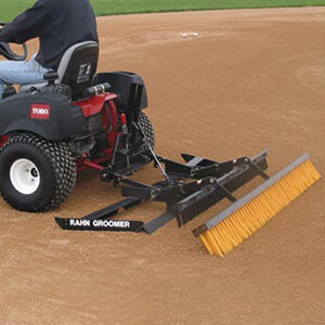 The Rahn Groomer GL 650 is ideal for baseball field infield and outfield aggregate and turf grooming and maintenance for preparations and readying for a season of baseball ahead, with the ability to be towed by a variety of equipment from John Deere, Toro, Jacobsen/Cushman (Textron) and many more!